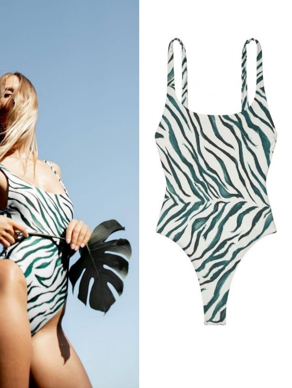 Stone Fox X Victoria's Secret Sana Swimsuit - Sage Zebra